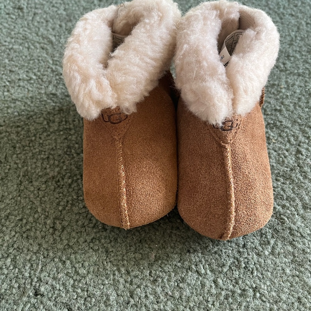 UGG Tan Baby Booties with Cream Lining